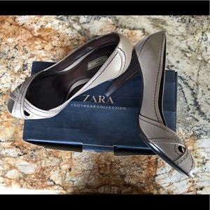 Zara Peep Toe Tan Heels